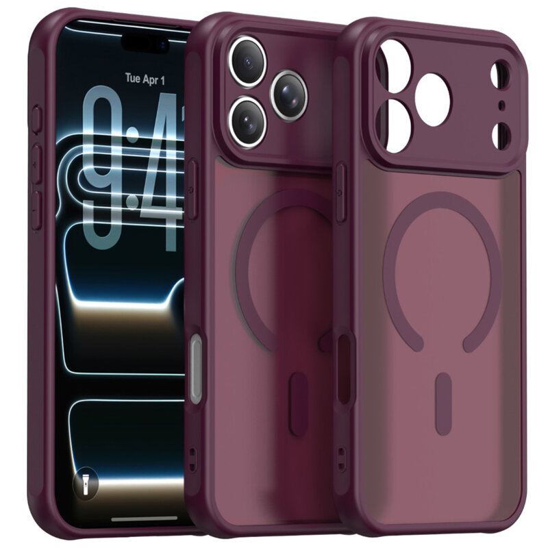 Husa iPhone 17 Pro Max Techsuit HaloFrost II MagSafe, burgundy