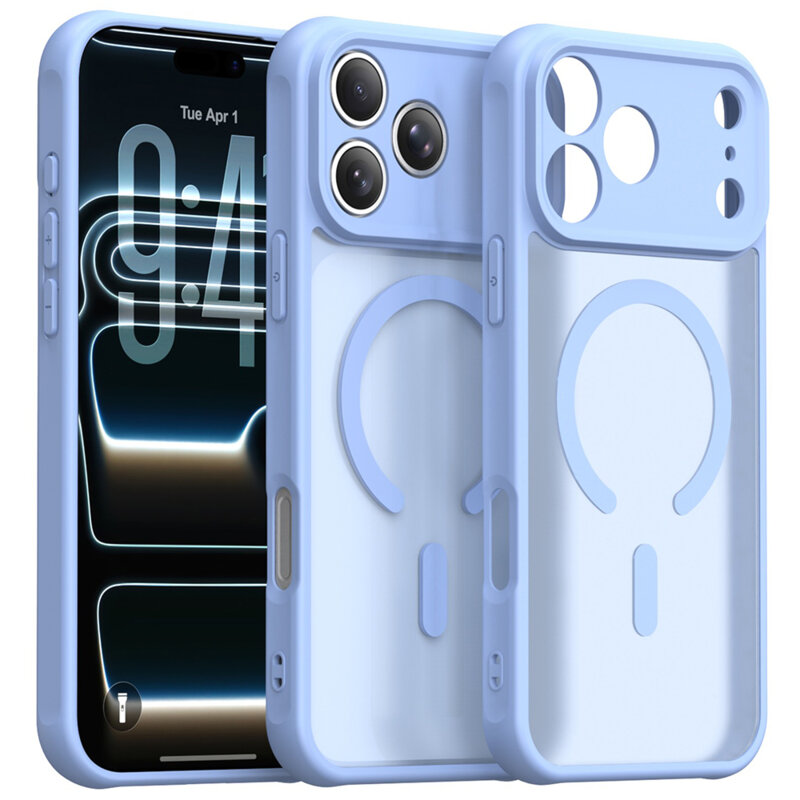 Husa iPhone 17 Pro Techsuit HaloFrost II MagSafe, bleu