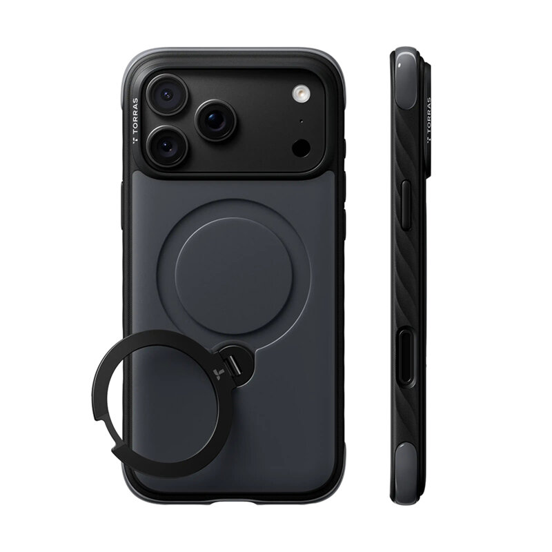 Husa iPhone 18 Pro Max Torras Ostand Q3 Rugged, negru