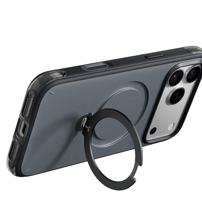 Husa iPhone 17 Pro Torras Ostand Q3 Air Essential, negru
