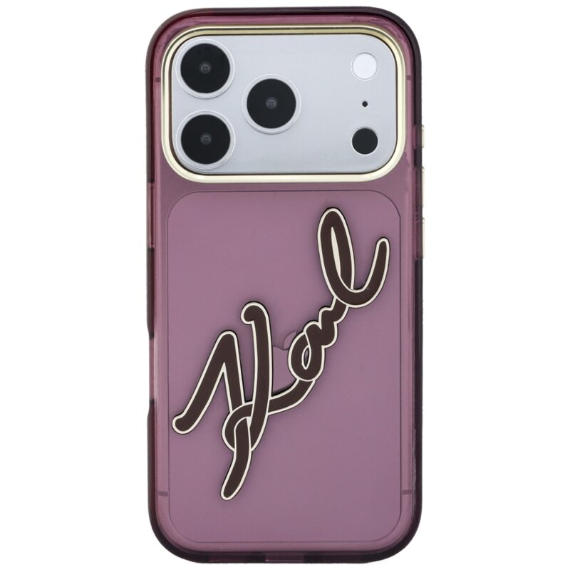 Husa iPhone 18 Pro Max Karl Lagerfeld IML Big Signature Resin Logo, burgundy