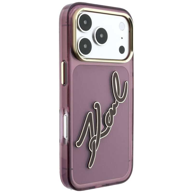 Husa iPhone 18 Pro Max Karl Lagerfeld IML Big Signature Resin Logo, burgundy