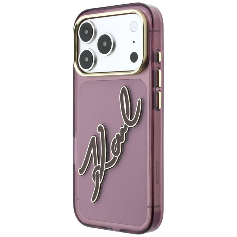 Husa iPhone 18 Pro Max Karl Lagerfeld IML Big Signature Resin Logo, burgundy