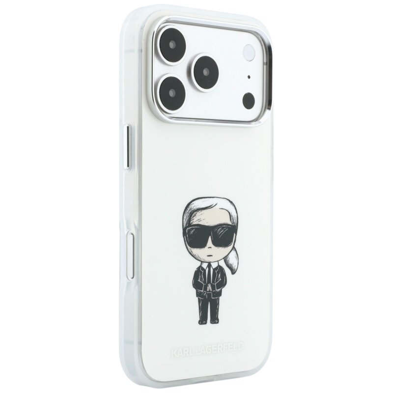 Husa iPhone 17 Pro Karl Lagerfeld HC MagSafe IML Ikonik Sketch Print, bej