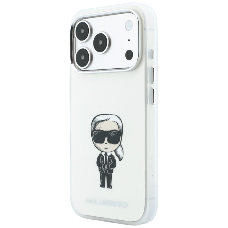 Husa iPhone 17 Pro Karl Lagerfeld HC MagSafe IML Ikonik Sketch Print, bej