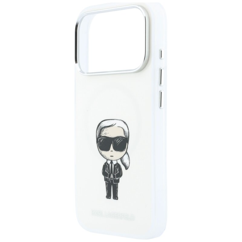 Husa iPhone 17 Pro Karl Lagerfeld HC MagSafe IML Ikonik Sketch Print, bej