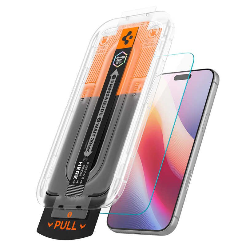 [Pachet 2x] Folie iPhone 16 Pro Max Spigen Glas.tR EZ-FIT Pro HD, transparenta, AGL12048