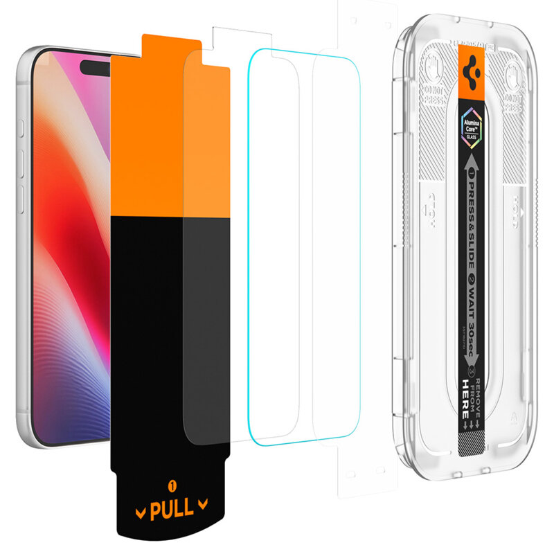 [Pachet 2x] Folie iPhone 16 Pro Spigen Glas.tR EZ-FIT Pro HD, transparenta