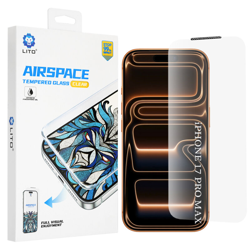 Folie sticla iPhone 17 Pro Max Lito Airspace Border, transparenta