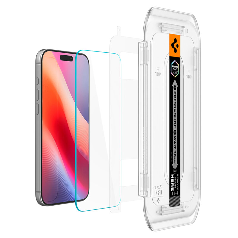 [Pachet 2x] Folie iPhone 16 Pro Spigen Glas.tR EZ Fit, transparenta