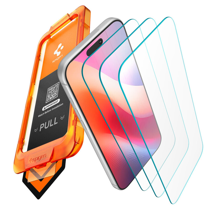 [Pachet 3x] Folie sticla iPhone 17 Pro Max Spigen Glas.tR Align Master Slim, transparenta