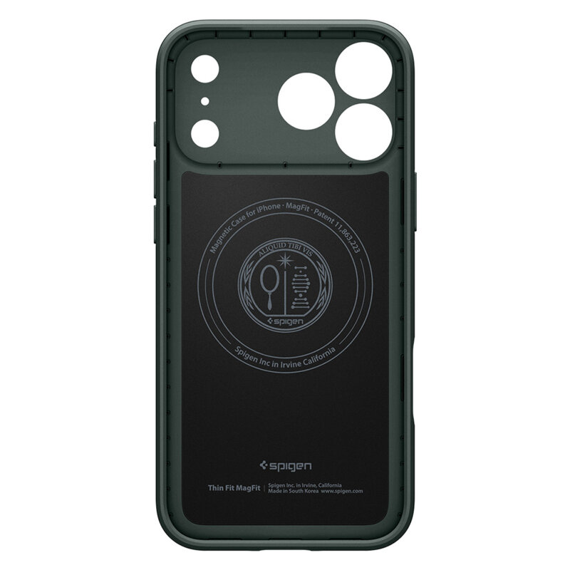 Husa iPhone 17 Pro Spigen Thin Fit MagSafe, verde inchis