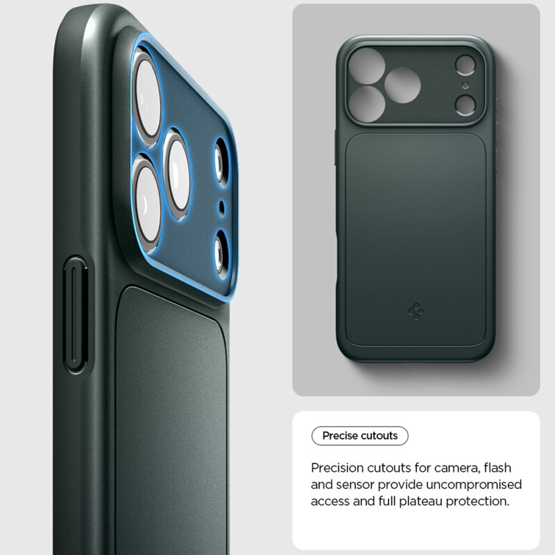 Husa iPhone 17 Pro Spigen Thin Fit MagSafe, verde inchis