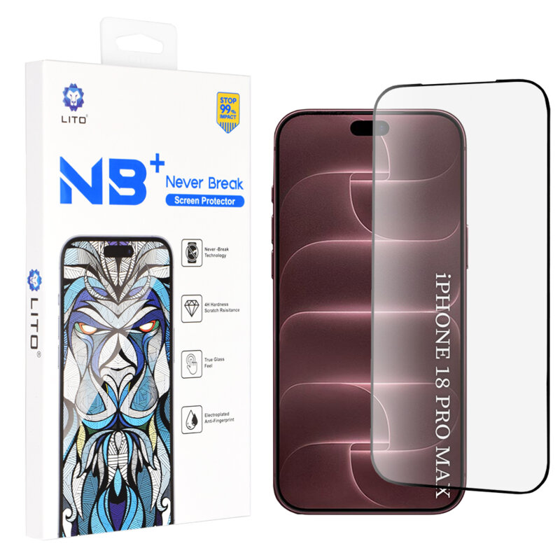 Folie iPhone 18 Pro Max Lito NB Screen Protector, negru