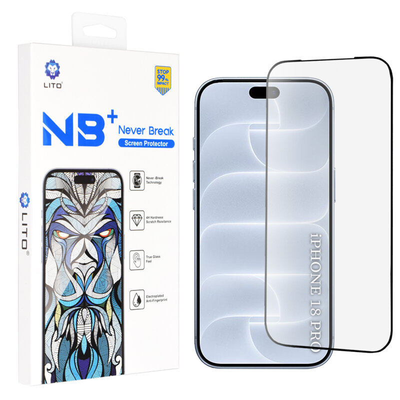 Folie iPhone 18 Pro Lito NB Screen Protector, negru