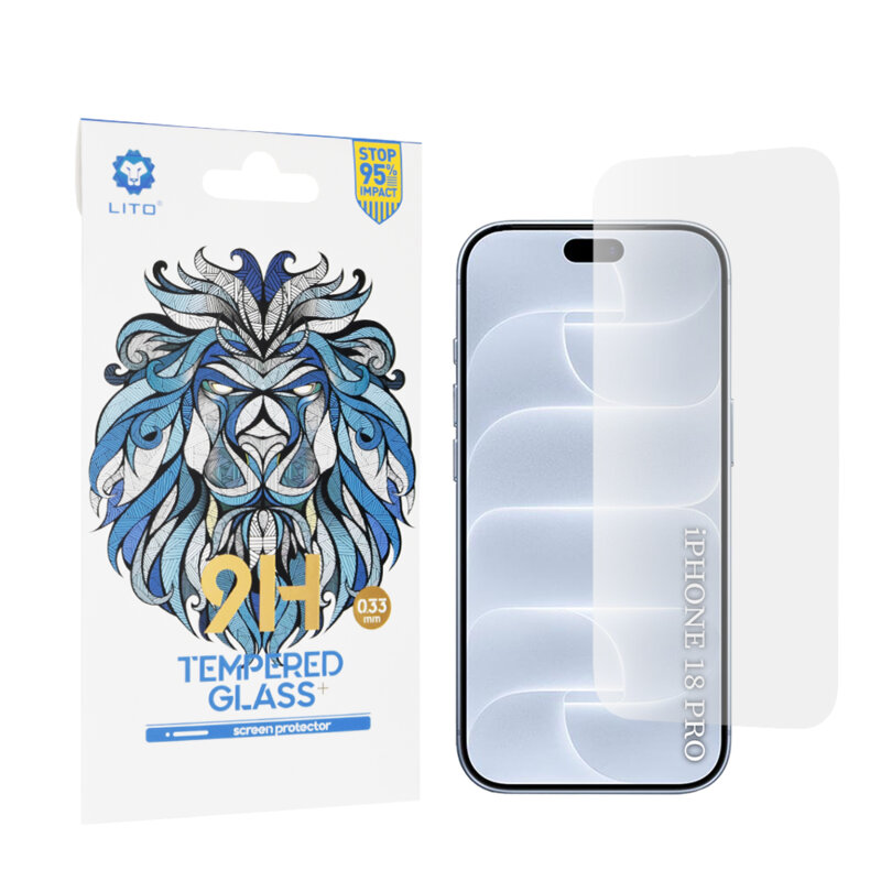 Folie sticla iPhone 18 Pro Lito 9H Tempered Glass, transparenta