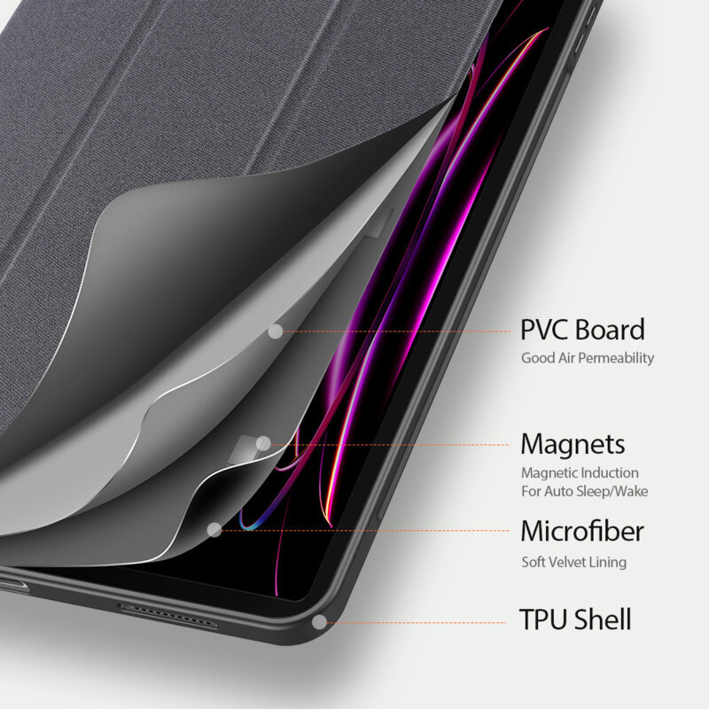 Husa Samsung Galaxy Tab S12 Ultra cu suport S Pen Dux Ducis Domo Series, negru
