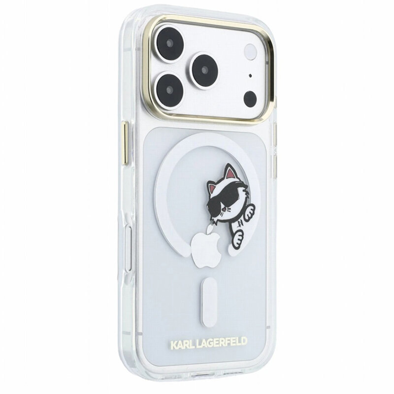 Husa iPhone 18 Pro Karl Lagerfeld IML Peekaboo Print and Metal Frame MagSafe, transparenta