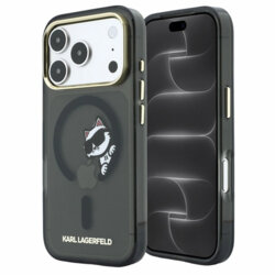Husa iPhone 17 Pro Karl Lagerfeld IML Peekaboo Print and Metal Frame MagSafe, negru