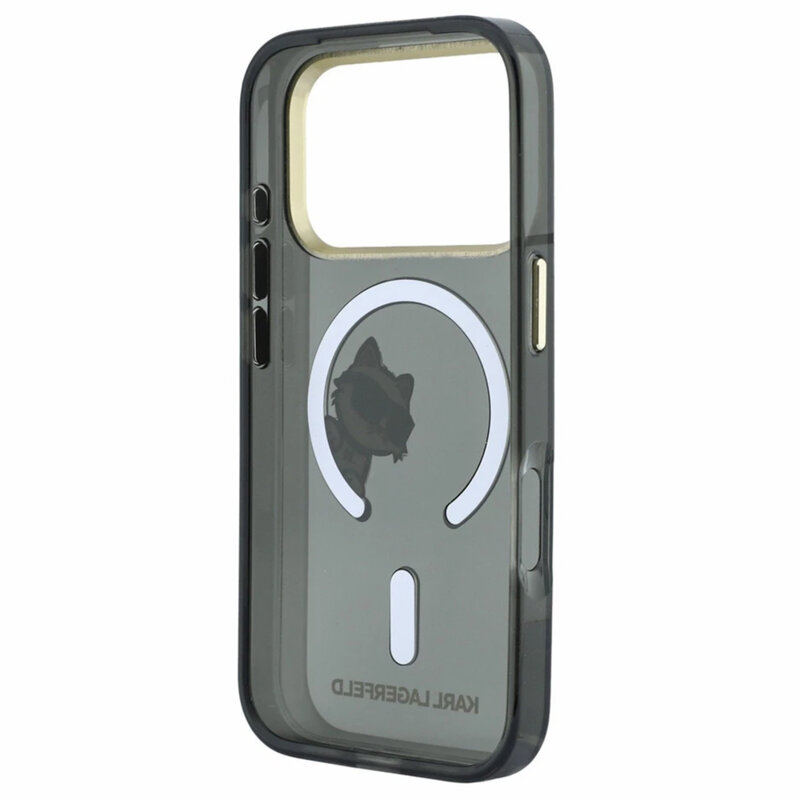 Husa iPhone 17 Pro Karl Lagerfeld IML Peekaboo Print and Metal Frame MagSafe, negru