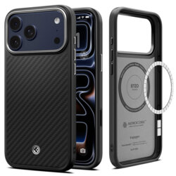 Husa iPhone 17 Pro Spigen Enzo Aramid "T" MagSafe, negru/argintiu