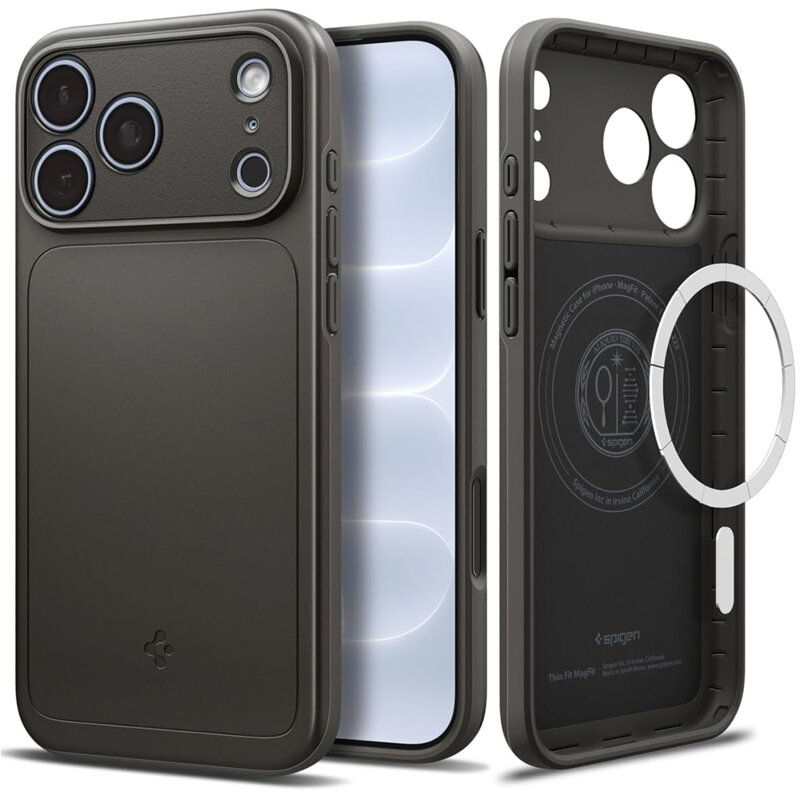 Husa iPhone 17 Pro Max Spigen Thin Fit MagSafe, cenusiu
