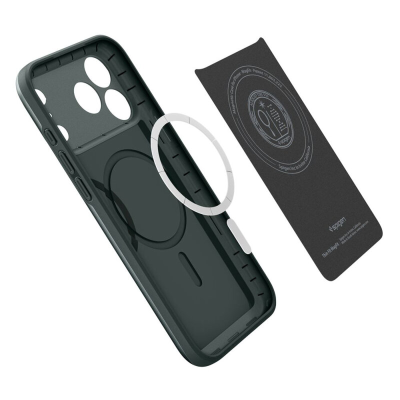 Husa iPhone 18 Pro Max Spigen Thin Fit, verde inchis