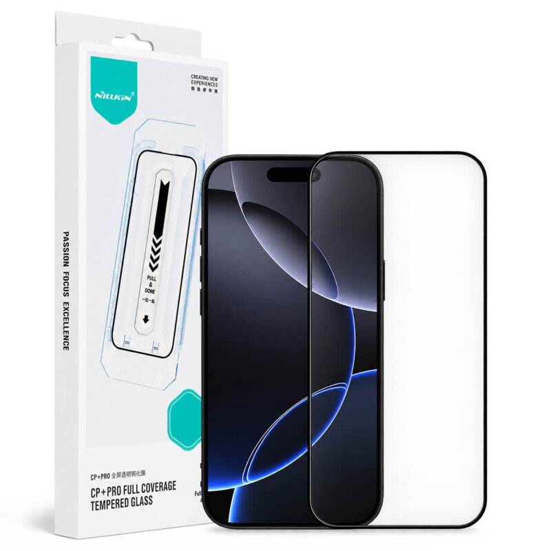 Folie sticla iPhone 16 Pro Max Nillkin CP+PRO Anti-Explosion cu aplicator, negru