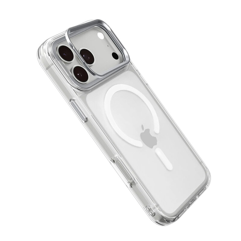 Husa iPhone 18 Pro Max Spigen Ultra Hybrid Optik S MagSafe, transparenta/argintiu