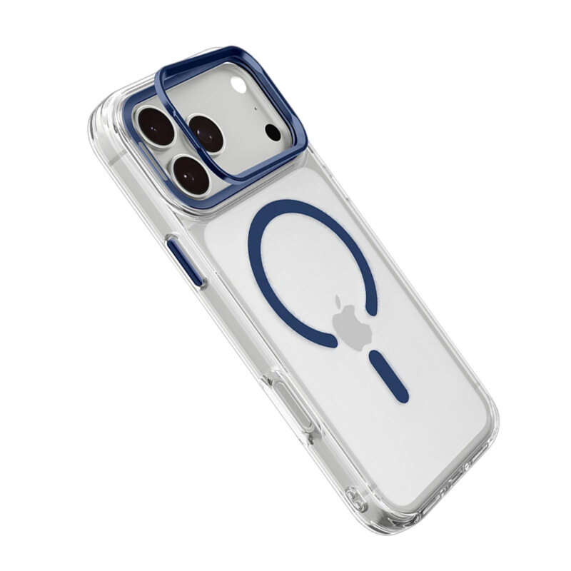 Husa iPhone 18 Pro Spigen Ultra Hybrid Optik S MagSafe, transparenta/bleumarin