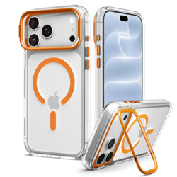 Husa iPhone 18 Pro Max Spigen Ultra Hybrid Optik S MagSafe, transparenta/portocaliu