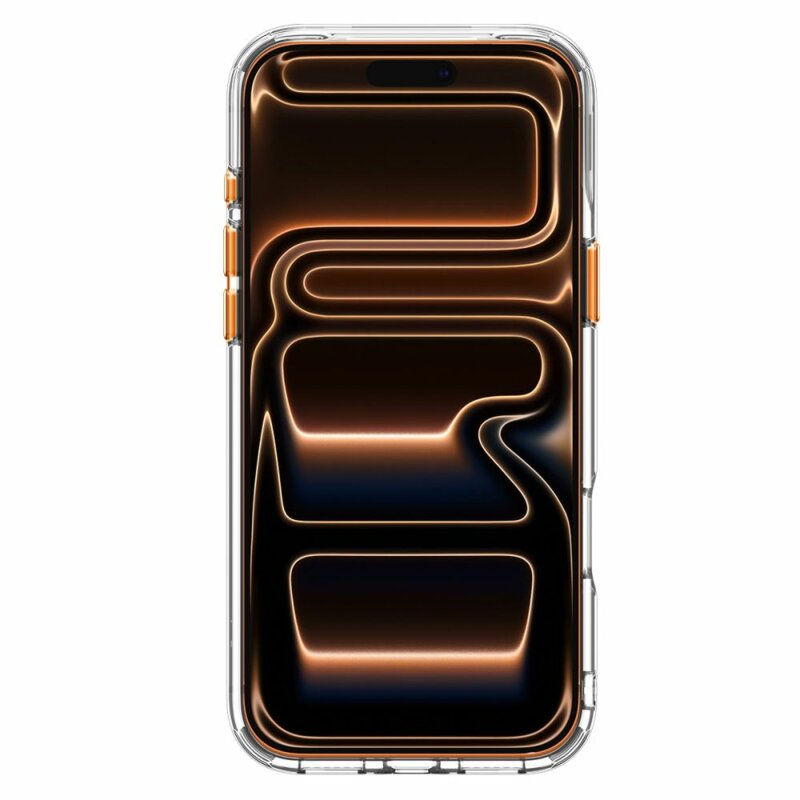 Husa iPhone 18 Pro Max Spigen Ultra Hybrid Optik S MagSafe, transparenta/portocaliu