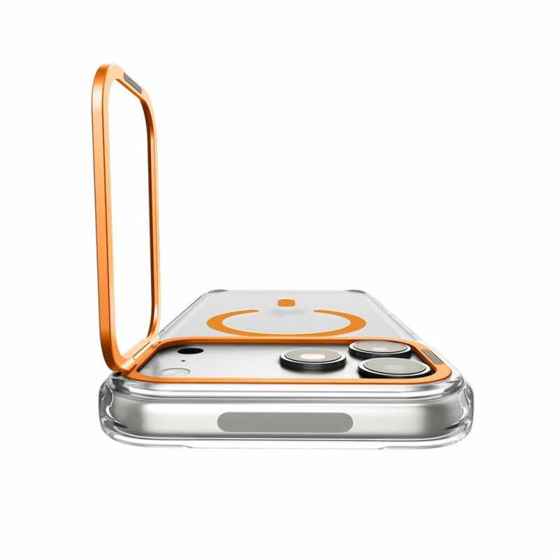 Husa iPhone 18 Pro Max Spigen Ultra Hybrid Optik S MagSafe, transparenta/portocaliu