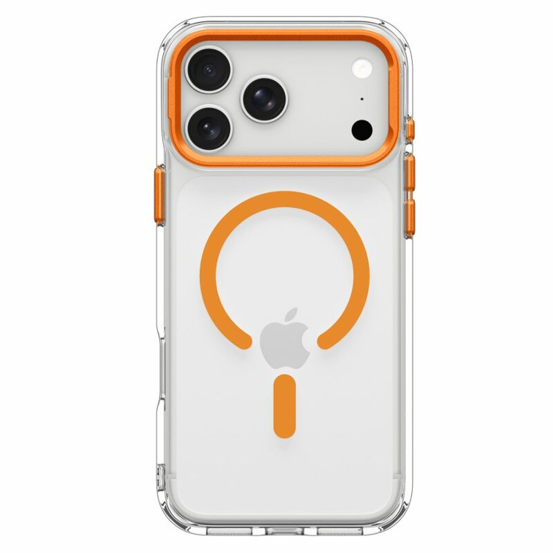 Husa iPhone 18 Pro Spigen Ultra Hybrid Optik S MagSafe, transparenta/portocaliu