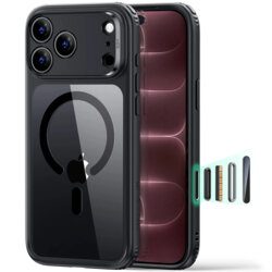 Husa iPhone 17 Pro ESR Classic Hybrid HaloLock, negru/transparenta