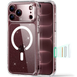 Husa iPhone 17 Pro Max ESR Classic Hybrid HaloLock, transparenta cu sclipici