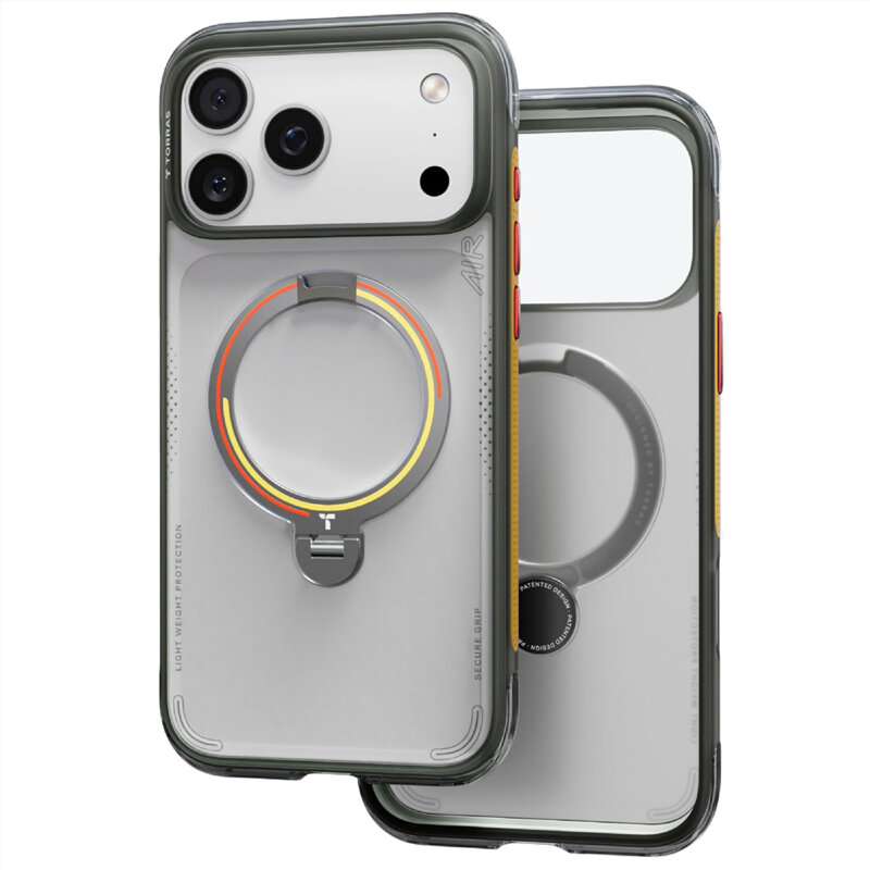 Husa iPhone 18 Pro Torras Ostand Q3 Air Football Series, gri