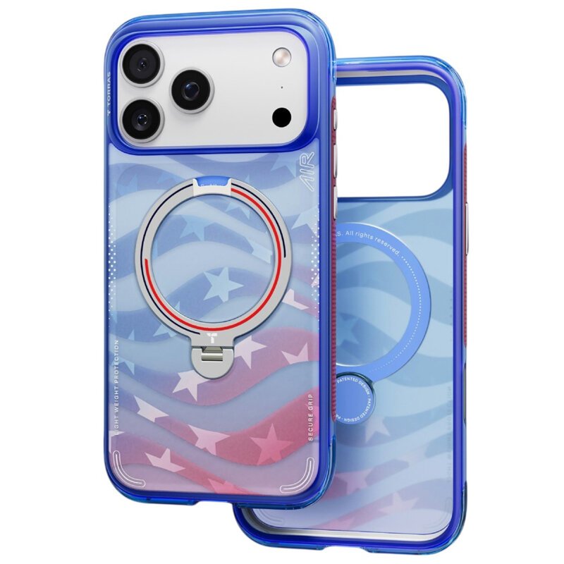 Husa iPhone 18 Pro Torras Ostand Q3 Air Football Series, albastru