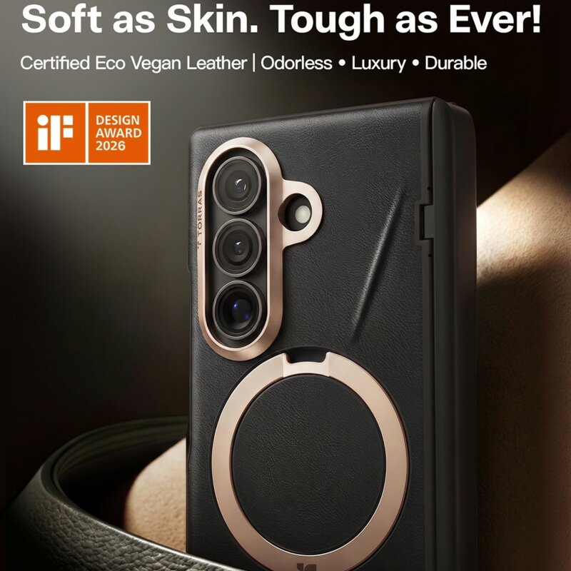 Husa Samsung Galaxy Z Fold8 Ultra Torras QPRO Leather Series, negru