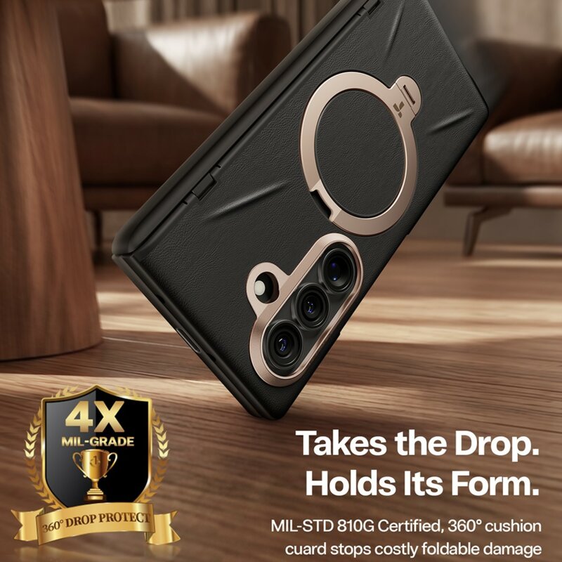 Husa Samsung Galaxy Z Fold8 Ultra Torras QPRO Leather Series, negru