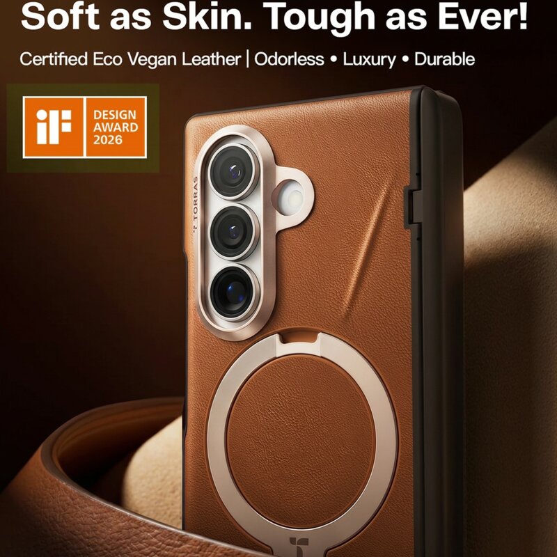 Husa Samsung Galaxy Z Fold8 Ultra Torras QPRO Leather Series, maro