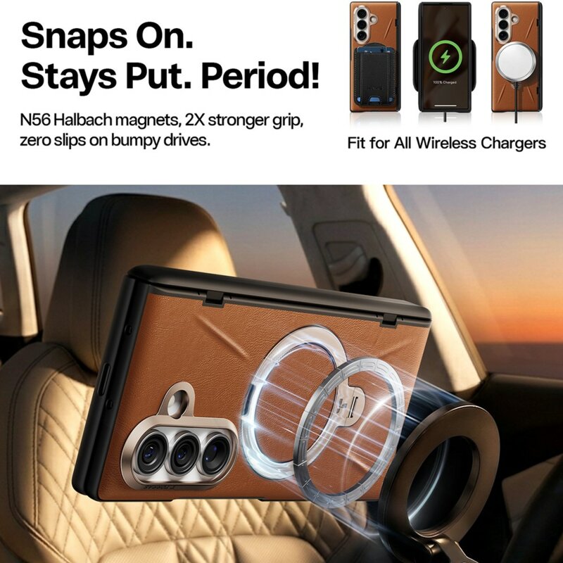 Husa Samsung Galaxy Z Fold8 Ultra Torras QPRO Leather Series, maro
