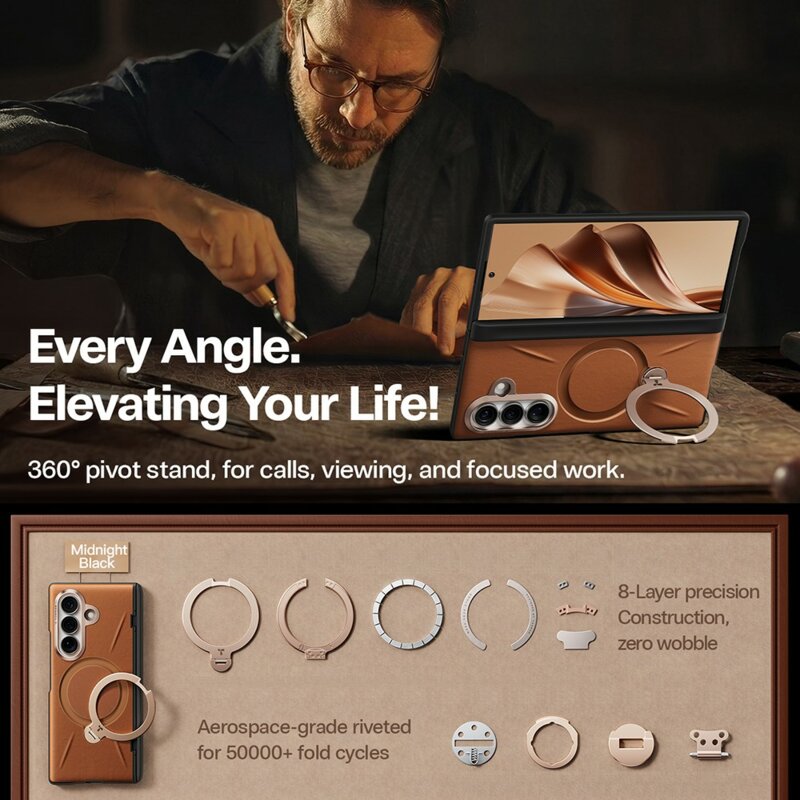 Husa Samsung Galaxy Z Fold8 Ultra Torras QPRO Leather Series, maro