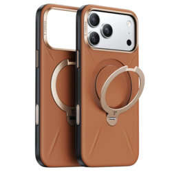 Husa iPhone 17 Pro Torras QPRO Leather Series, maro