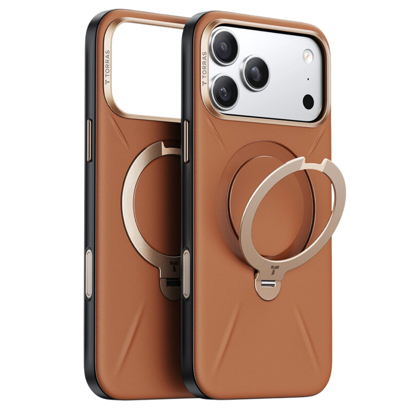 Husa iPhone 17 Pro Torras QPRO Leather Series, maro