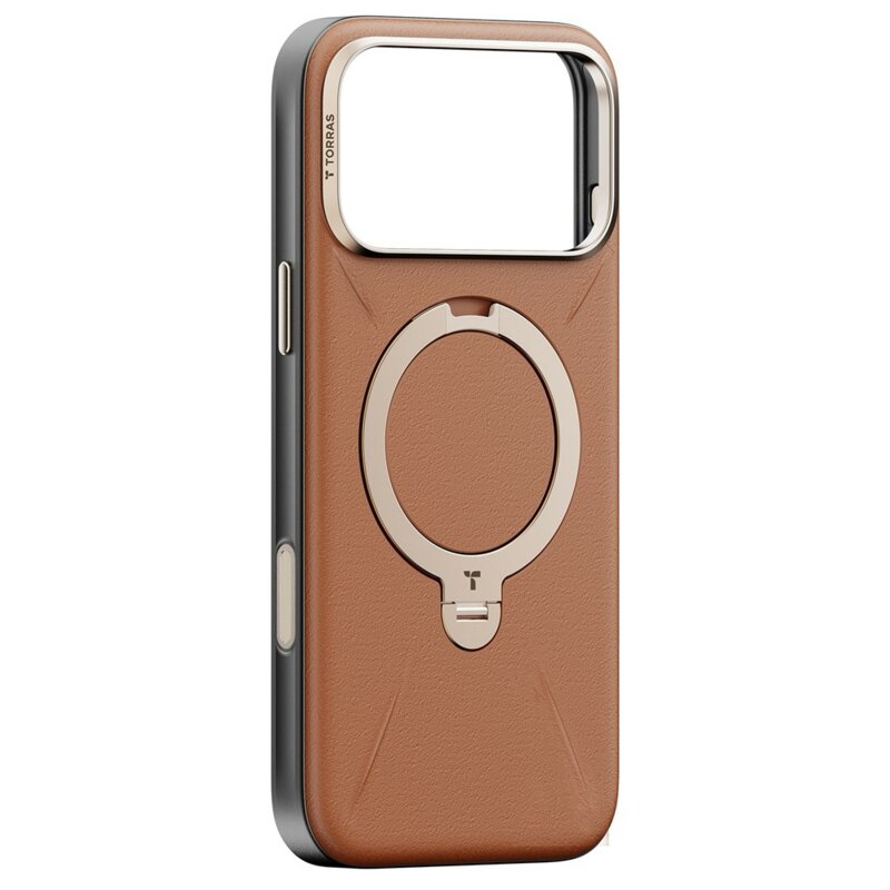 Husa iPhone 17 Pro Torras QPRO Leather Series, maro