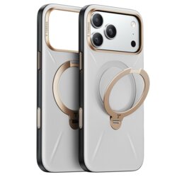 Husa iPhone 17 Pro Torras QPRO Leather Series, gri