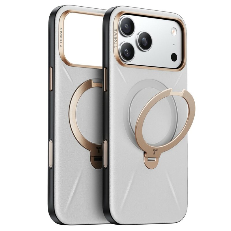 Husa iPhone 17 Pro Torras QPRO Leather Series, gri