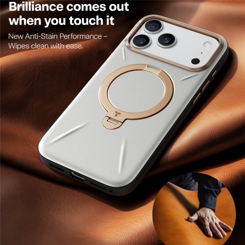 Husa iPhone 17 Pro Torras QPRO Leather Series, gri