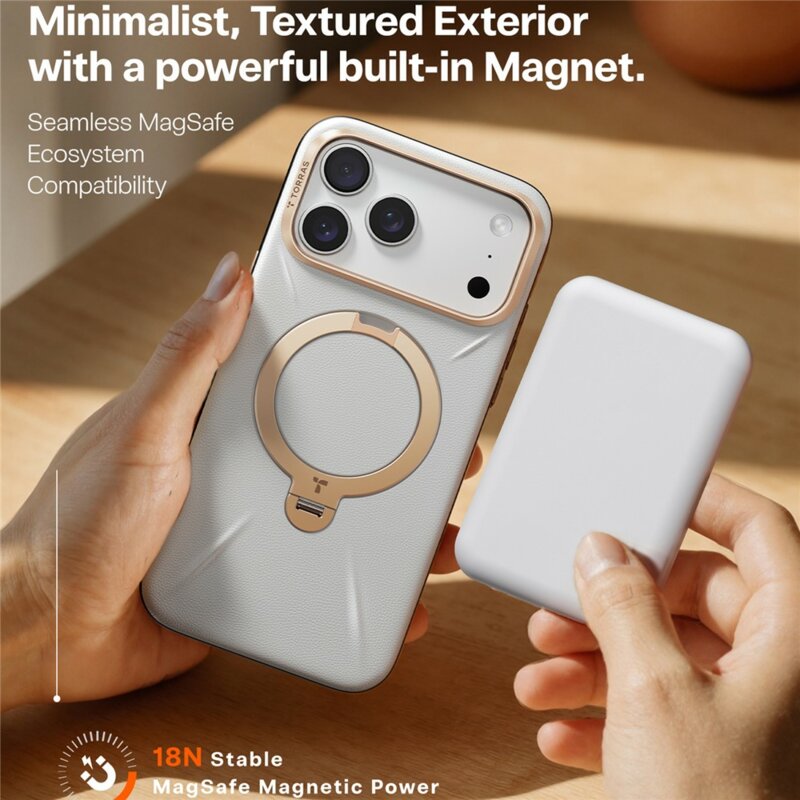 Husa iPhone 17 Pro Torras QPRO Leather Series, gri